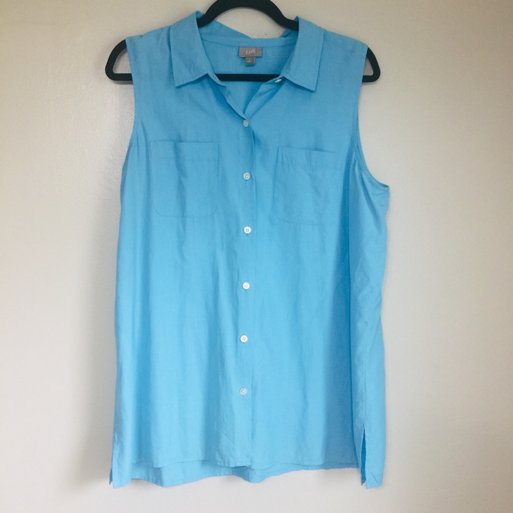 J.JILL | 100% Silk Sleeveless Button Up Top